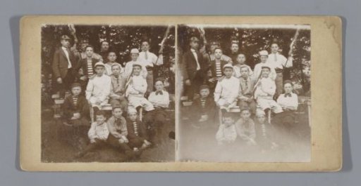 Portrait of a group of unknown boys in scout costume