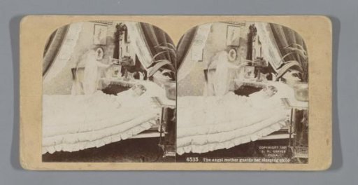 Sleeping girl in bed with a ghost