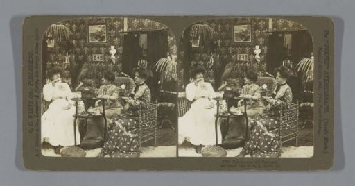 Three women drinking tea