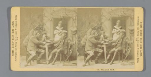 Beer-drinking hunters in an inn