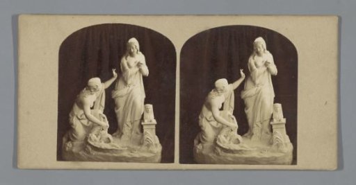 Sculpture of two women finding Moses in the Nile