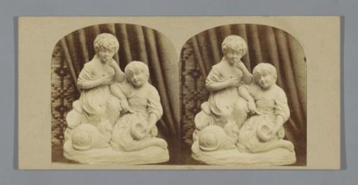 Sculpture of two children and a cat