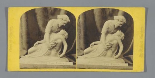 Sculpture of a bearded man with a dead woman in his arms