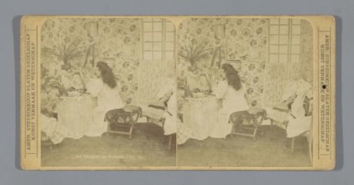 Scene with a woman at a dressing table