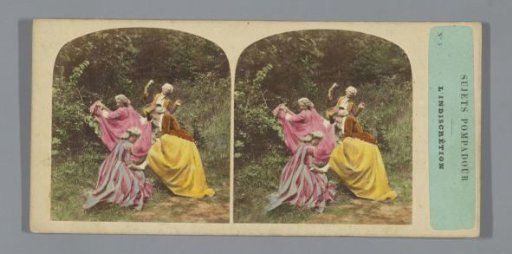 Four people in colorful clothing in a forest
