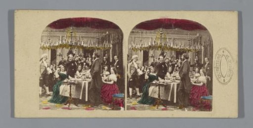 Toasting company around a dining table