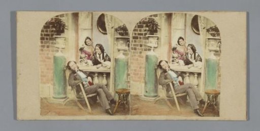 Two Women Teasing a Sleeping Man