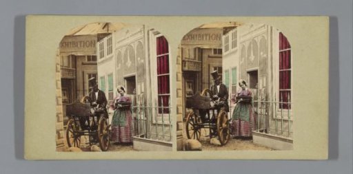 Woman on Street Next to a Scissor Grinder