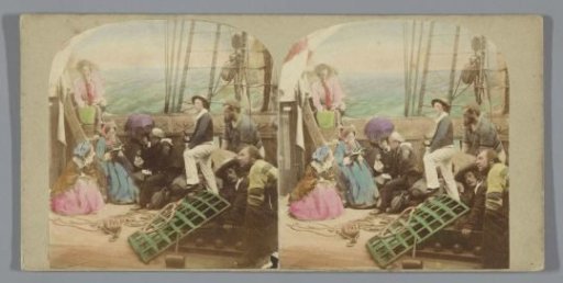 Travellers on a ship's deck