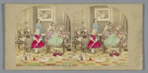 Six playing children in a parlour
