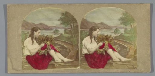 Girl with a wreath made of cornflowers