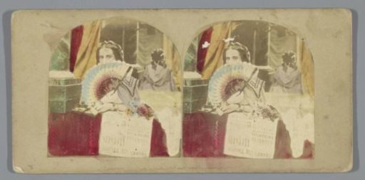 Woman with a fan in a box