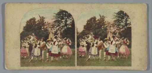 Dancing Couples in Traditional Costume in a Garden