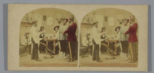 Man being measured in a tavern
