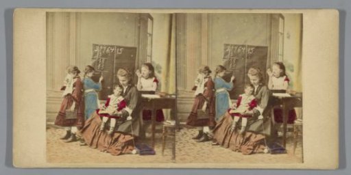 Woman with four children in a classroom