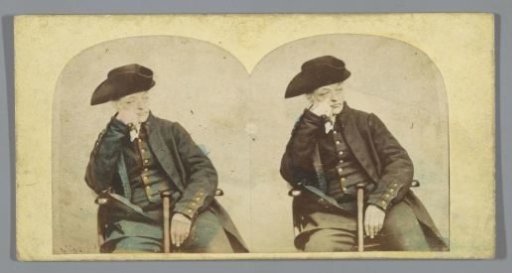 Seated man with a triangular stitch