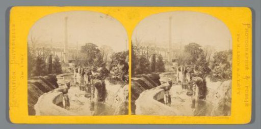 View of the rocks around the freshwater aquarium at the World Exhibition of 1867