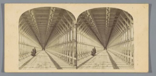 Pedestrian Section of the Suspension Bridge over Niagara Falls, with the Railway Above