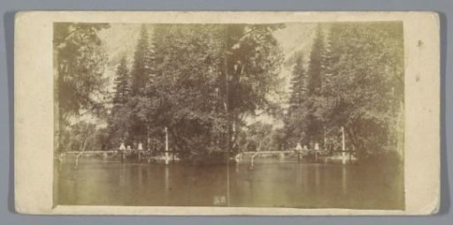 Ten Persons on a Bridge over the Merced River in California
