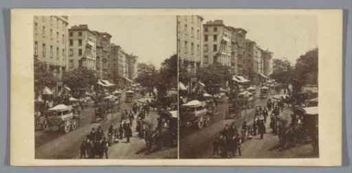 Broadway in New York, Viewed from Barnum's Museum at the Intersection of Broadway and Ann Street towards the North