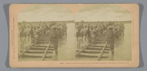 American soldiers of the 12th Regiment working on a railway line during the Philippine-American War