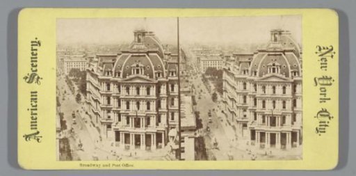 View of the City Hall Post Office and Broadway