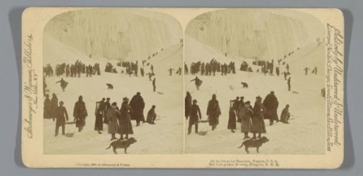 Walkers at the frozen Niagara Falls