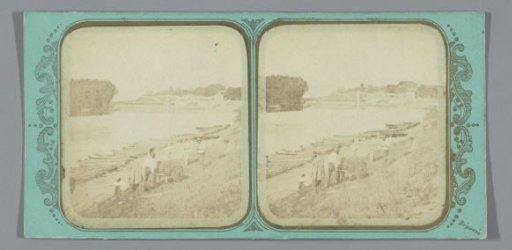 Group of men at a boat landing