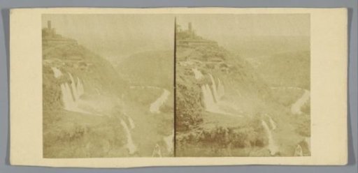 Mountain landscape with waterfall and river