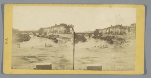 City view with river, bridge and boats