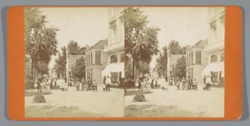 Street scene with people, all facing the camera