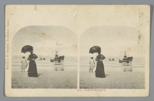 People and a Horse Cart on the Beach of Scheveningen