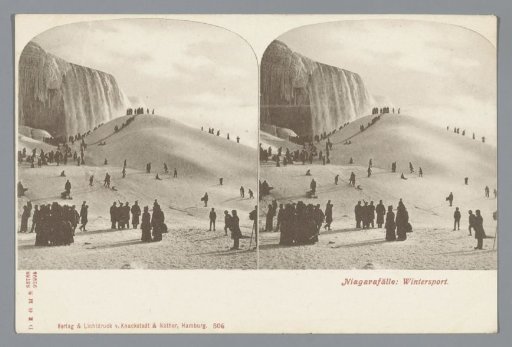 People amusing themselves at Niagara Falls in winter
