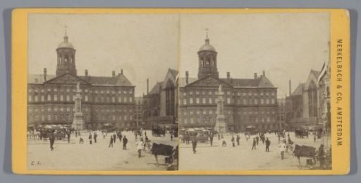View of the Dam with the Palace on the Dam and 'Naatje' or De Eendracht, Amsterdam
