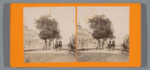Two mounted police riding over the Overtoom before the reclamation, Amsterdam