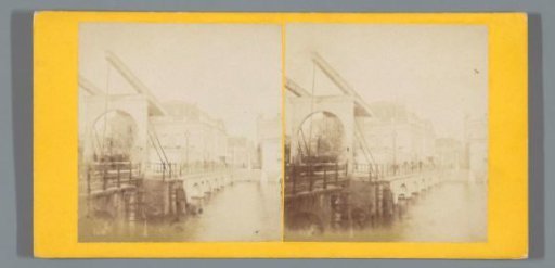 Drawbridge over the Buitensingel towards the Leidseplein with the wooden Stadsschouwburg and the Leidse barrier
