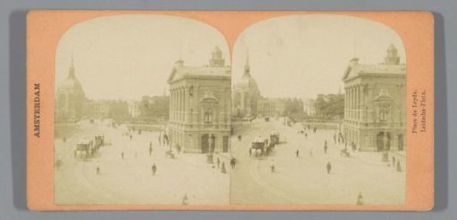 View of the Leidseplein, with the Koepelkerk on the left and the Stadsschouwburg on the right, Amsterdam