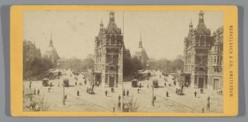 View of the Leidseplein with the Stadsschouwburg and in the Background the Koepelkerk, Amsterdam