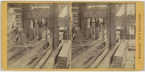 Interior of a paltrok sawmill, possibly De Wilde Boer in Zaandam