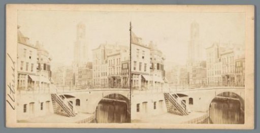 View of the Oudegracht with the Dom Tower and the Bakker Bridge, Utrecht