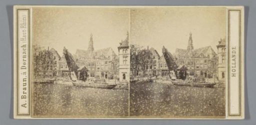 View of the Spaarne in Haarlem. In the distance the St. Bavo's Church