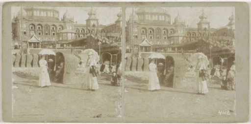 Scenes on the Scheveningen beach with the Kurhaus in the background