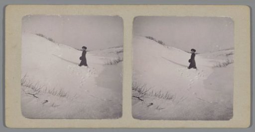 Stereographs of Kraantje Lek in the snow; the beach access at Wijk aan Zee and ice skating on the Wetering in Amsterdam