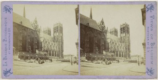 View of the northern side of the Cathedral of St. Michael and St. Gudula in Brussels