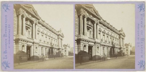 View of the building of the National Bank on the Wildewoudstraat in Brussels