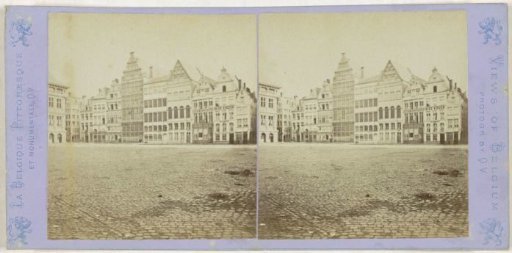 View of the north side of the Market Square in Antwerp with the old residence of Charles V