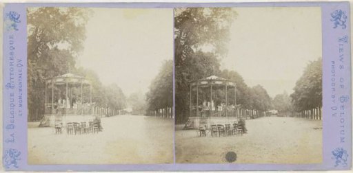 View of a Music Kiosk and the Promenade de quatre Heures in Spa