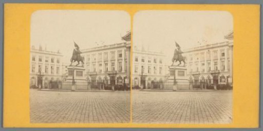 View of the Royal Square and the statue of Godfrey of Bouillon in Brussels