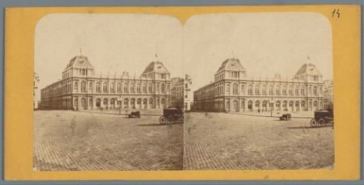 View of the station building on Rogier Square in Brussels