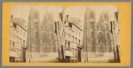 View of the façade of the Cathedral of St. Michael and St. Gudula in Brussels